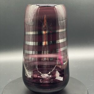 Vintage Ed Francis 1988 Amethyst Silver 9.5" Handblown Glass Vase Signed Dated